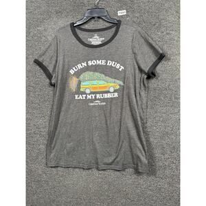 Ripple Junction Christmas Vacation Shirt Womens 2 Gray Ringer Burn Some Dust Tee